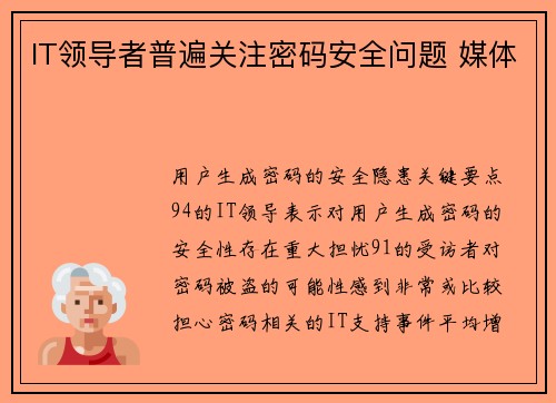 IT领导者普遍关注密码安全问题 媒体